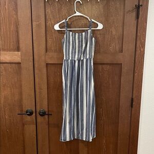 Old Navy Navy and White Checked Smocked Dress